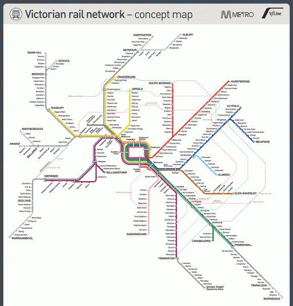 New PTV concept map with bus additions by Skyscrapercity.com user Planks & Sticks Does Melbourne's rail map depict enough information?