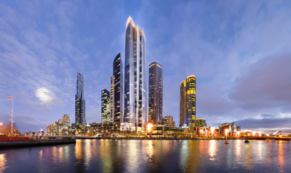 Queensbridge Tower from the Yarra's north bank Crown's Queensbridge Tower a step closer to fruition