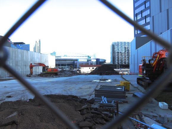 Site works are slowly getting underway. Image: Redden Docklands construction update June 2017 (with 3D)