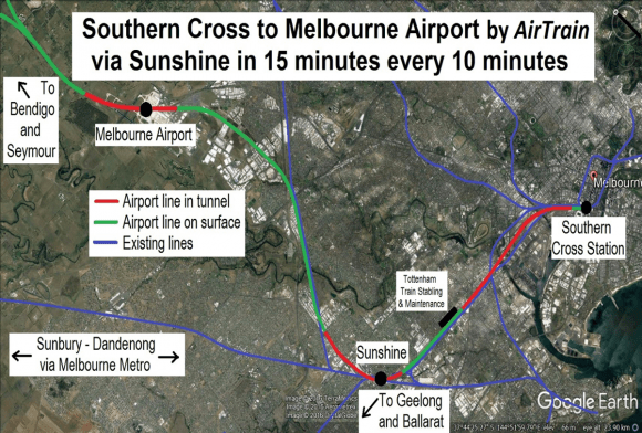 The alignment of RFI's 'AirTrain' vision Rail Futures Institute calls on Melbourne Airport Rail Link to be built for all Victorians