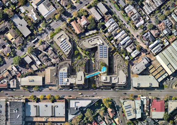 Aerial showing the breadth and scope of the site. Image: Rothelowman Dahua Group's Hawthorn Park commences construction in Hawthorn East