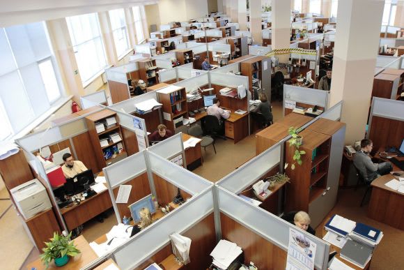 Traditional office featuring desk cubicles. Credit: David Mark Elenberg Fraser's Vicki Karavasil discusses Market Lane's biophilic design approach
