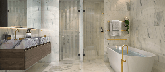 Grounds of Kew bathroom. Credit: Beulah International Putting greens and “hyper-luxury” town-homes: Beulah International commences dual construction despite turbulent property market