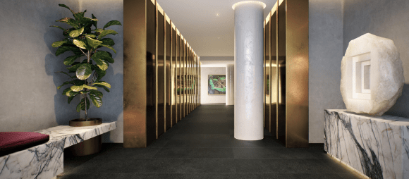 Grounds of Kew lobby. Credit: Beulah International Putting greens and “hyper-luxury” town-homes: Beulah International commences dual construction despite turbulent property market