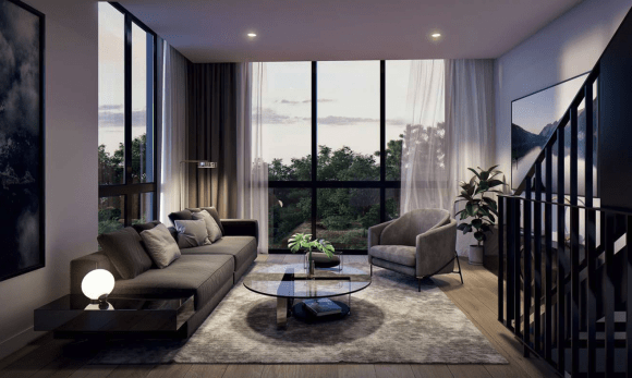 Habitus town-home living area. Credit: Beulah International Putting greens and “hyper-luxury” town-homes: Beulah International commences dual construction despite turbulent property market