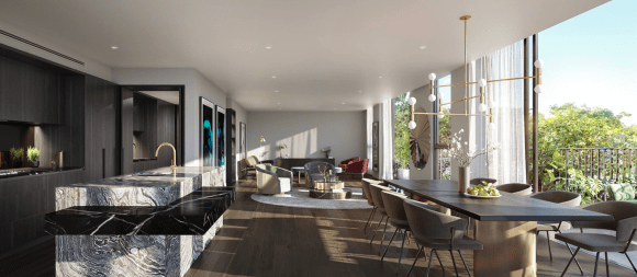 Grounds of Kew lounge. Credit: Beulah International Putting greens and “hyper-luxury” town-homes: Beulah International commences dual construction despite turbulent property market