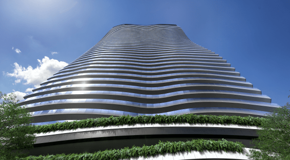 The Landmark exterior render. St Leonards' new 43-storey tower 'The Landmark' commences construction