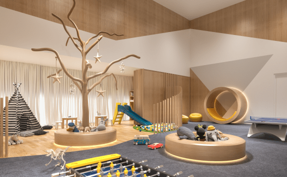 Children's play area. St Leonards' new 43-storey tower 'The Landmark' commences construction
