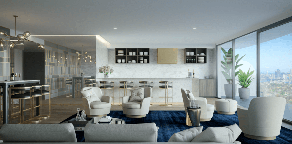 The Landmark's Sky Lounge. St Leonards' new 43-storey tower 'The Landmark' commences construction