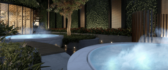 Render of Yarra One's on-site spa facilities Yarra One adds duplex options in response to buyer demand