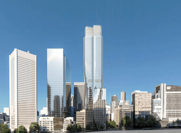 435 Bourke Street exterior render 2019. Credit: Bates Smart Bates Smart release new designs for 435 Bourke Street in response to Melbourne City Council height amendment request