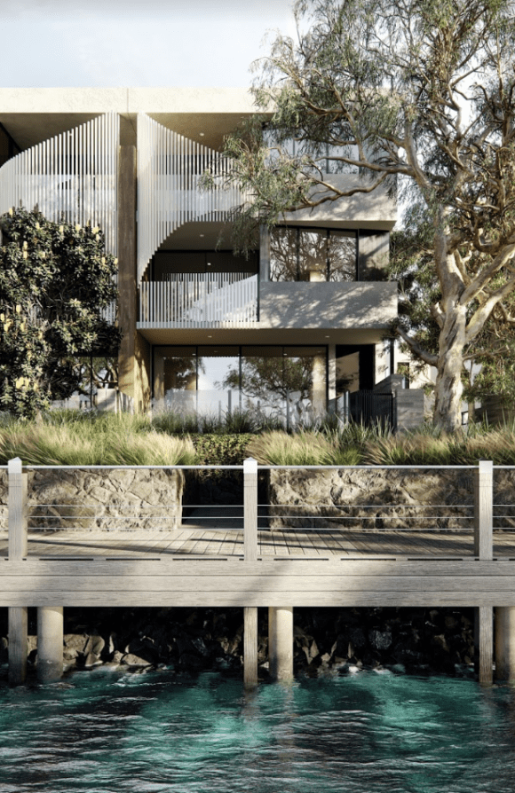 View from the marina. Victoria’s Martha Cove is set to welcome 14 new luxury townhomes