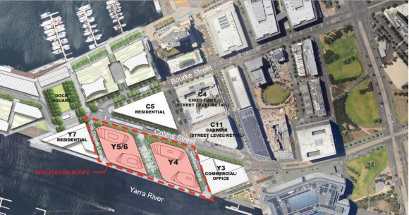 Aerial of sites within Victoria Harbour. © City of Melbourne A Sister Act: 839-899 Collins Street, Victoria Harbour