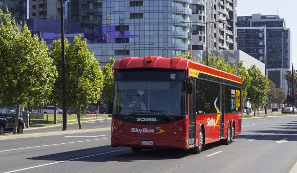 Skybus in Docklands - image: wikipedia Swathe of Melbourne train lines, skybus to see new and extended services