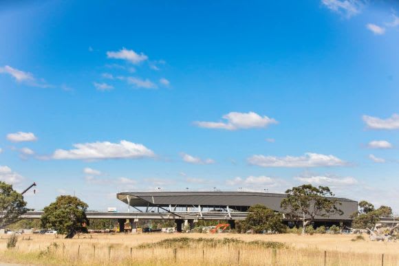 Mernda's station canopy - image LXRA South Morang extension starting to look like a railway line