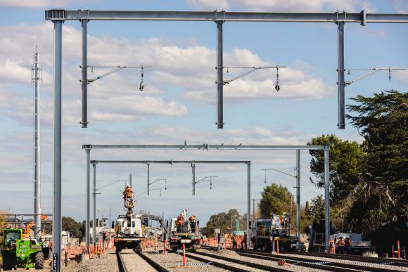 New stabling facilities having tracks laid at Mernda - image: LXRA South Morang extension starting to look like a railway line