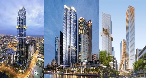 Southbank's tallest towers. L-R: Australia108, One Queensbridge, Southbank by Beulah Southbank Development Overview August 2018