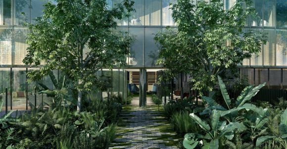 The lush outdoor garden terrace. St Boulevard amenities