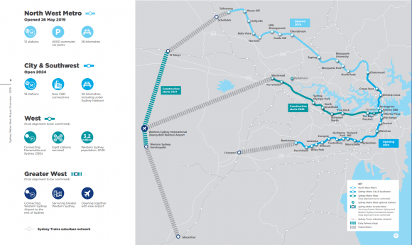 Wider context of the new metro line. Sydney Metro West Project Overview, page 4 NSW Government confirms Sydney Metro West's station locations