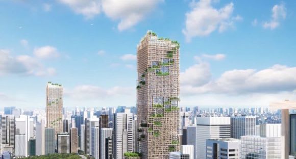 Timber high rise proposed for Tokyo. Credit: Dezeen Timber high rise proposed for Tokyo. Credit: Dezeen