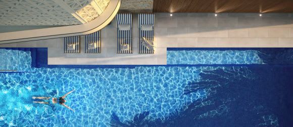 Resort Pool Art Deco inspired, The Catalina embodies the pinnacle of luxury apartment living on Chevron Island