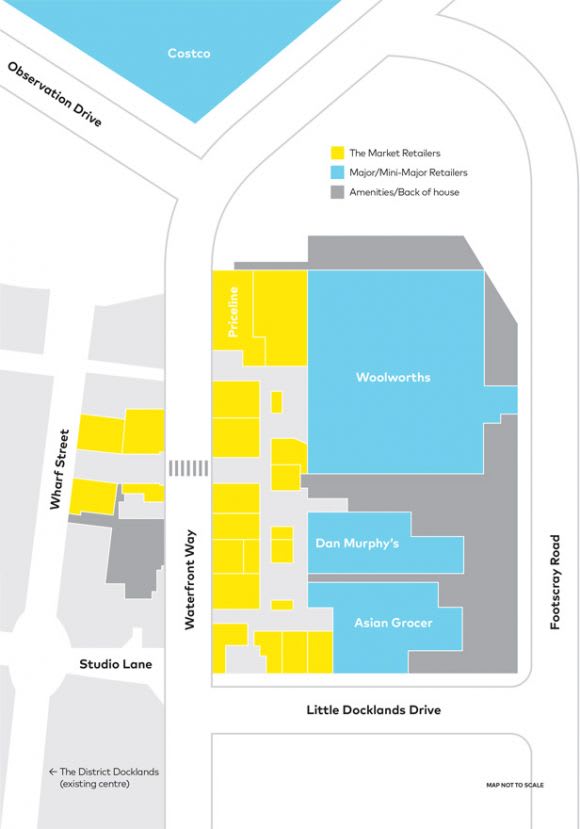 Map of The Market retailers. Image: AsheMorgan Docklands Development Update July 2018