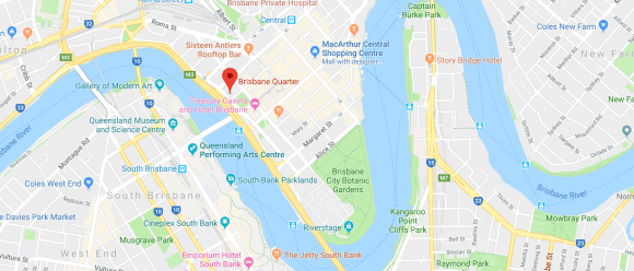 Location of the Brisbane Quarter complex. Image by Google Maps. The One Brisbane location