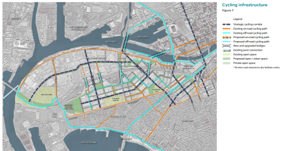 Proposed pedestrian and cycling routes through Fishermans Bend Walking, bikes and public transport the big focus in Fishermans Bend's integrated transport plan