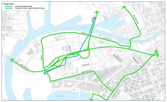 The proposed freight network for Fishermans Bend Walking, bikes and public transport the big focus in Fishermans Bend's integrated transport plan