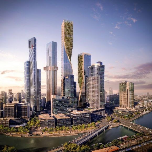 The Green Spine design comprises of two twisting towers. Image: Cox Architecture. Top 10 (Future) Tallest Buildings in Australia