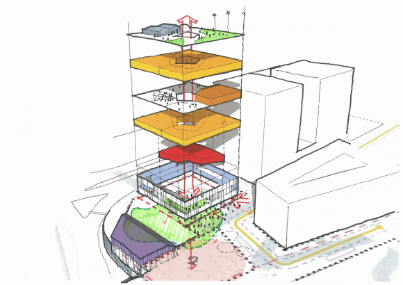 Vertical School conceptual study. © Hayball A discussion on vertical modes of learning with Hayball's Richard Leonard