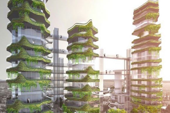 Futuristic vertical gardens. Credit: MAD Architects