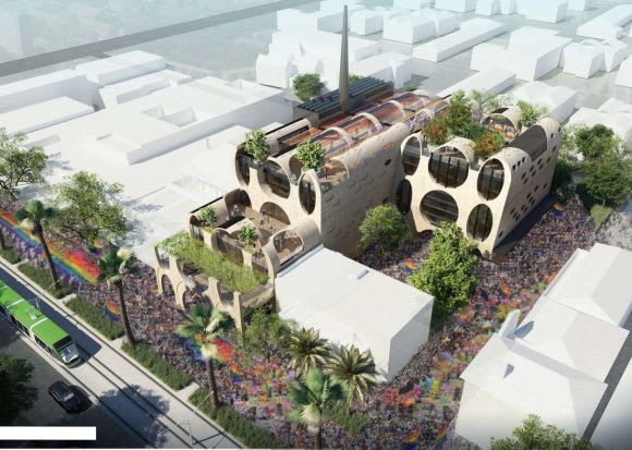 Aerial render of the winning design for the VPC. Image: Grant Amon Architects and Brearley Architects and Urbanists Winning design for Victorian Pride Centre unveiled