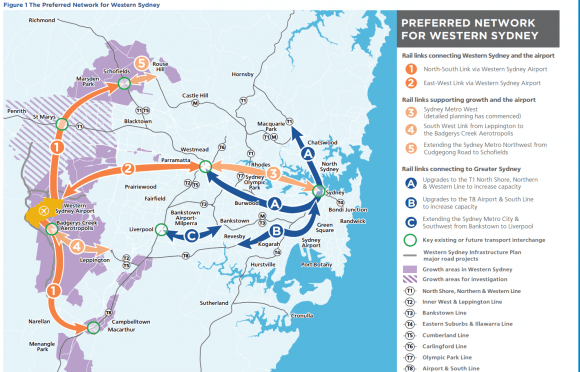 The preferred network vision from the Western Sydney Rail Needs Scoping Study - image: TfNSW Western Sydney gets a City Deal, ambitious rail-based transit vision