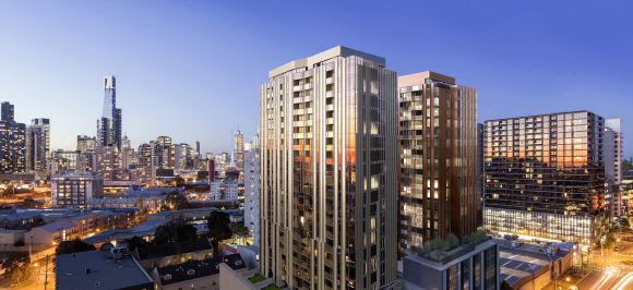 The dual towers of The Evermore. Image: The Landence Group Landence launches its flagship Melbourne project: The Evermore