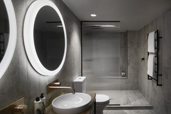 One of the bathrooms which features a Nanotechnology coating