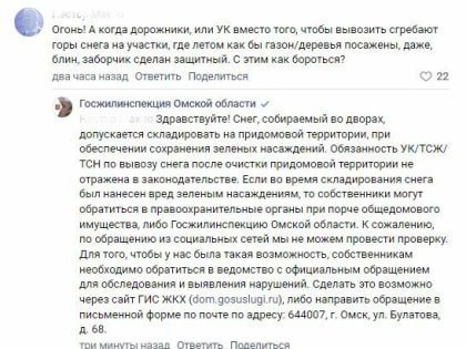 Взаимные претензии. Мэрия и омичи выясняют, как правильно убирать снег