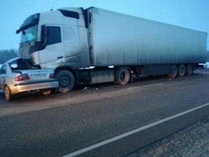 Под Омском молодой водитель легковушки на федеральной трассе попал под фуру и погиб от ран