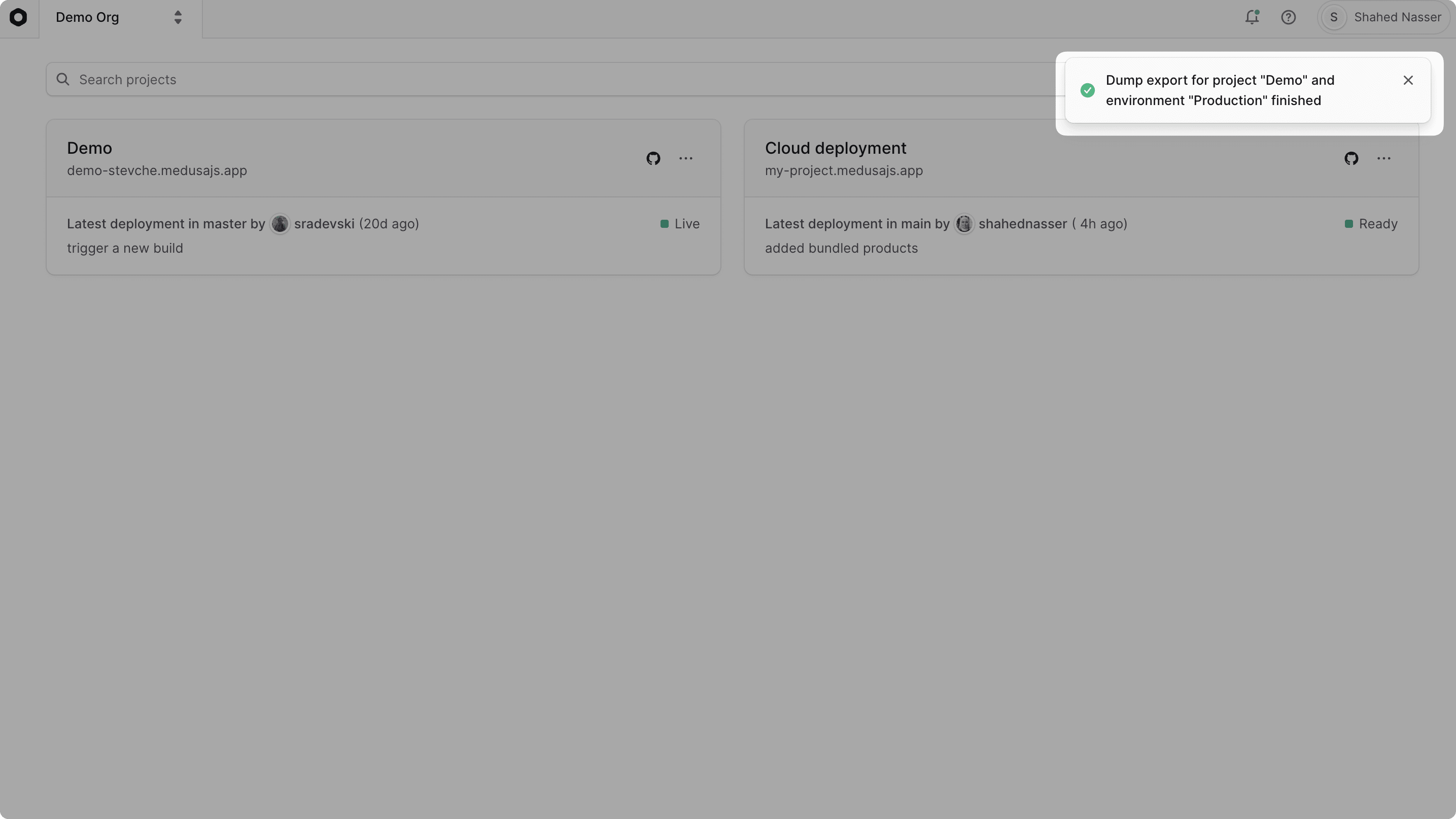 Toast notification showing a new notification