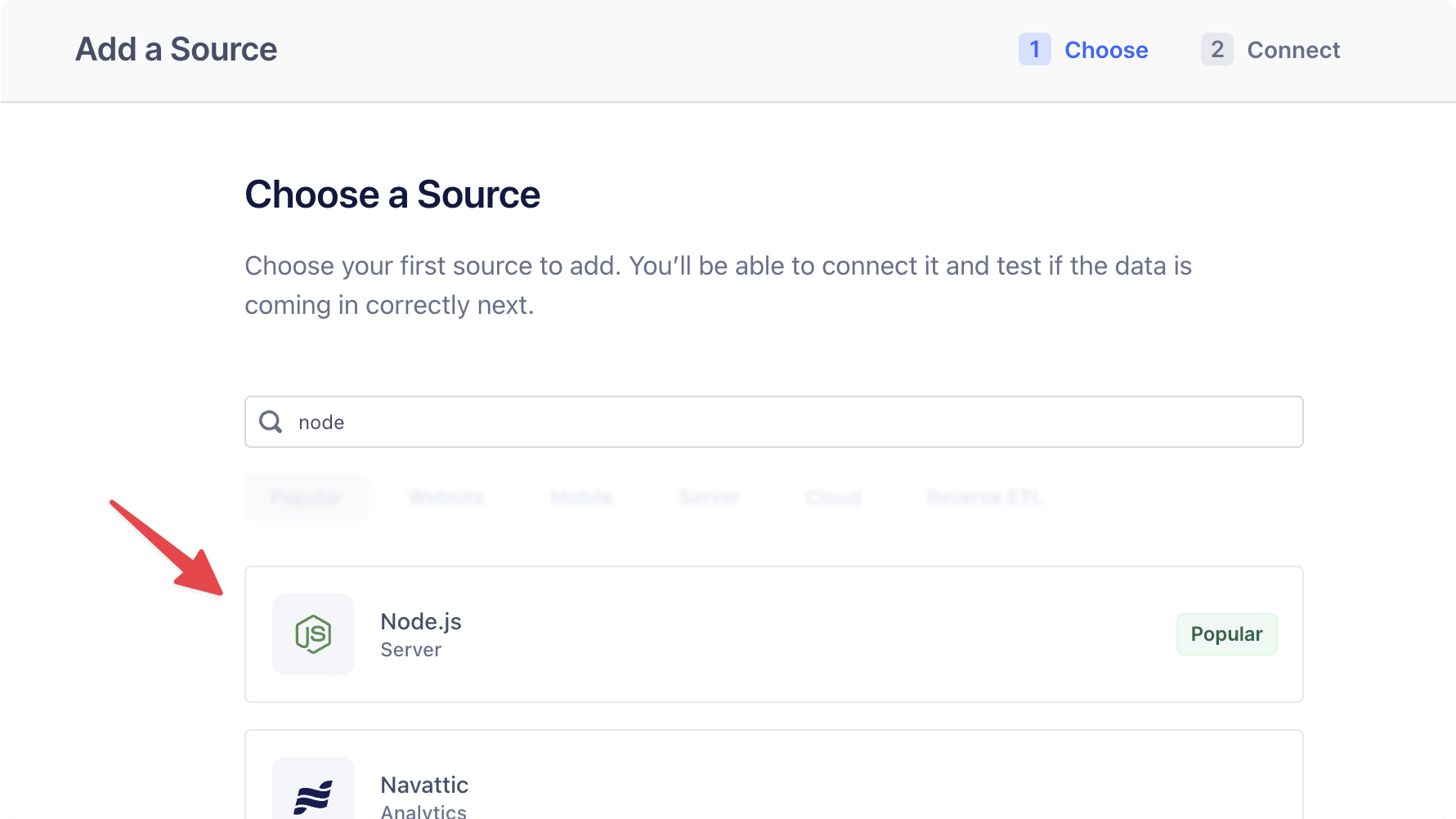Select Node.js as the Source