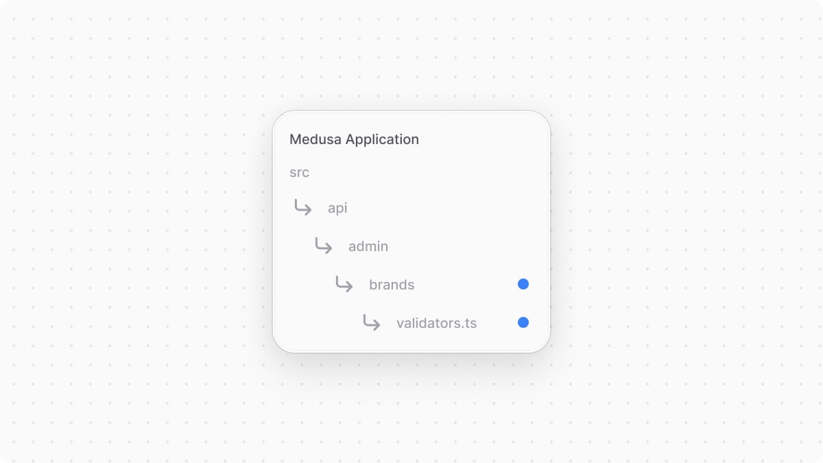 Directory structure of Medusa application after adding validators file