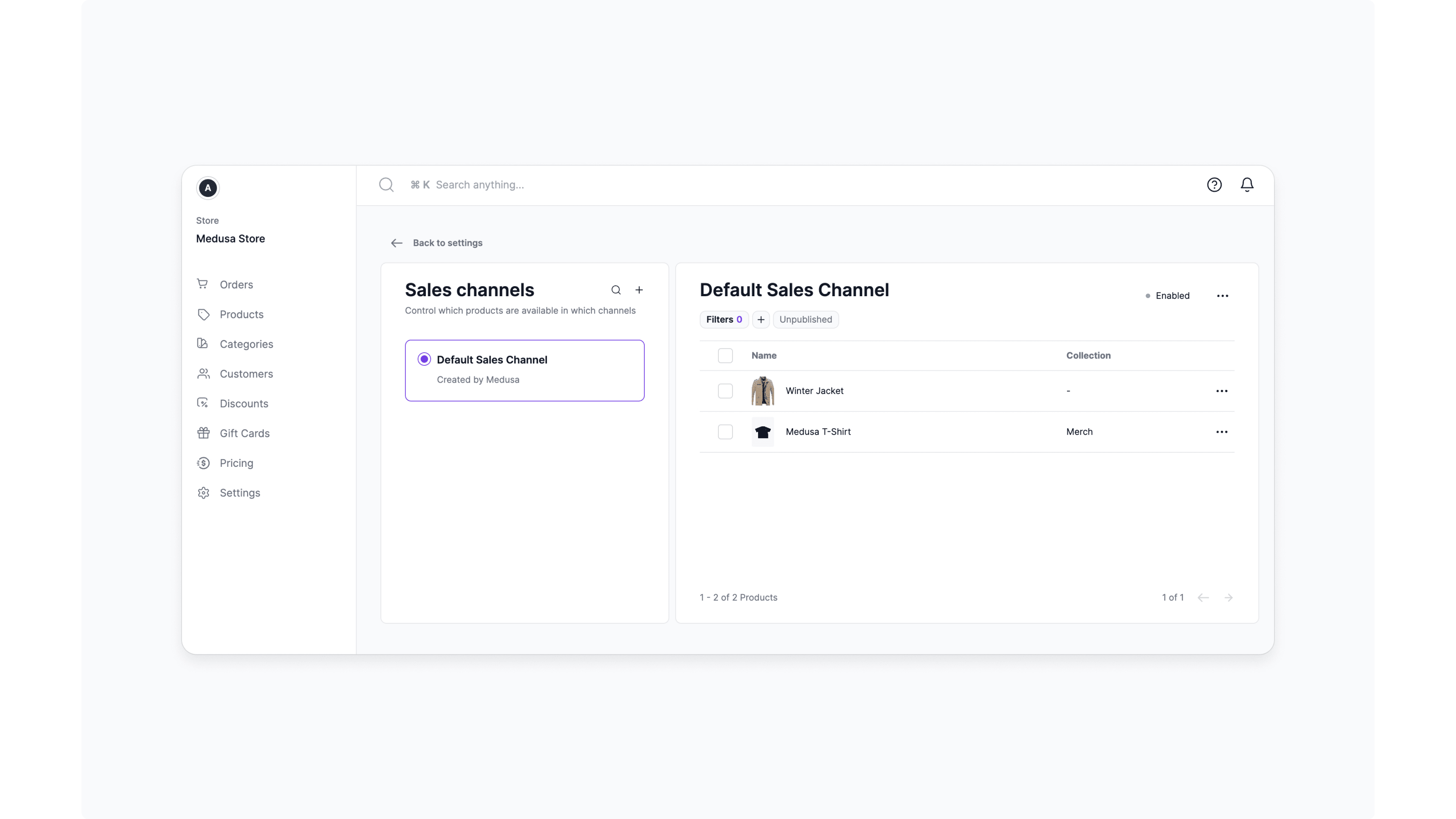 Sales channels demo