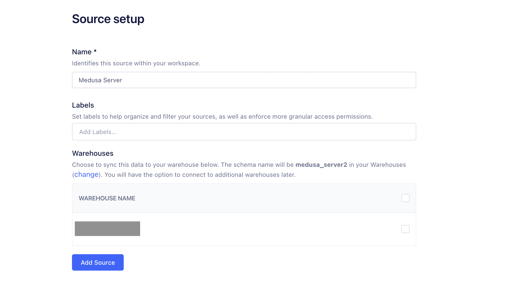 Enter a name under the Name field then click on the Add Source button