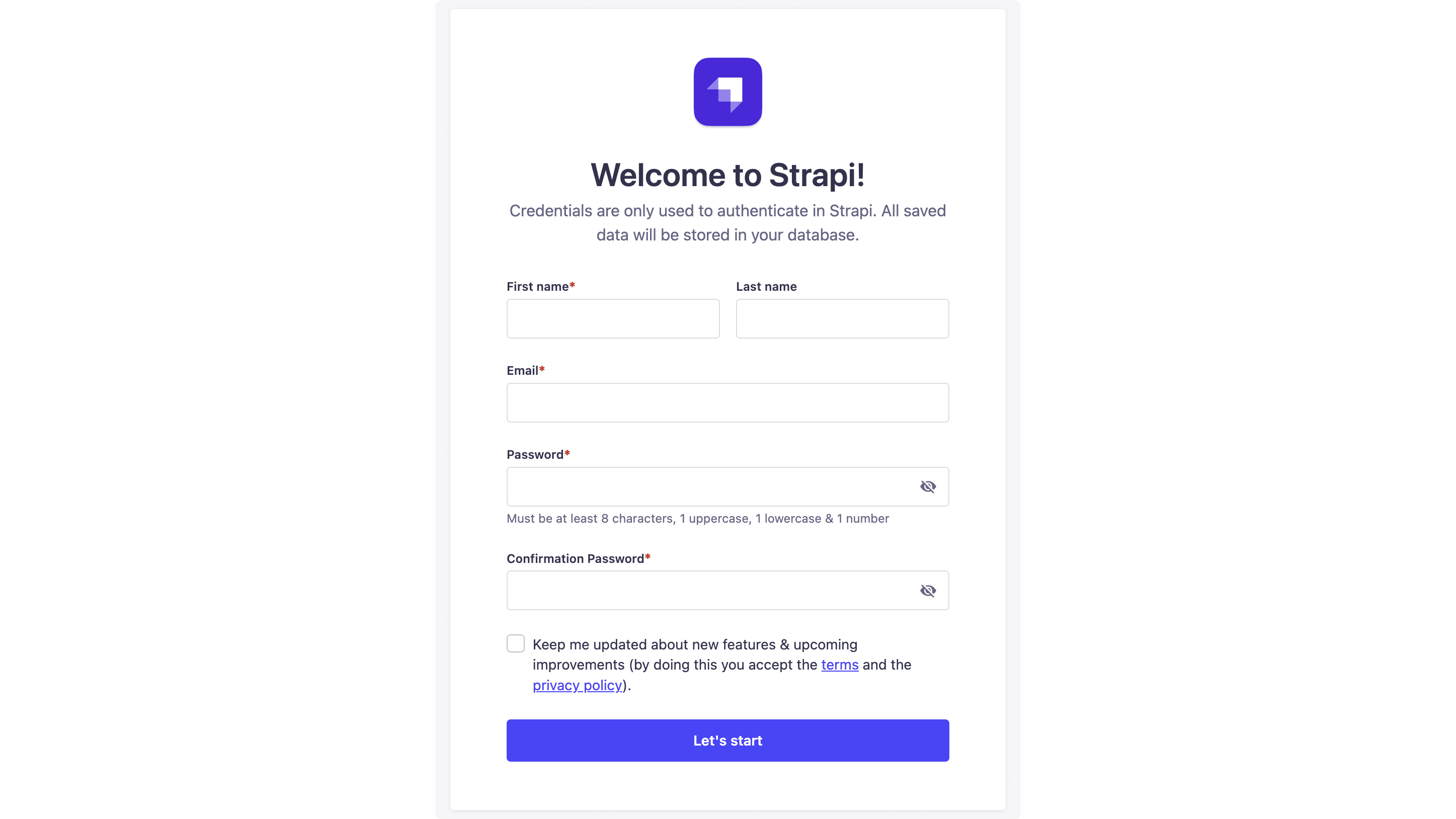 Create User Form in Strapi