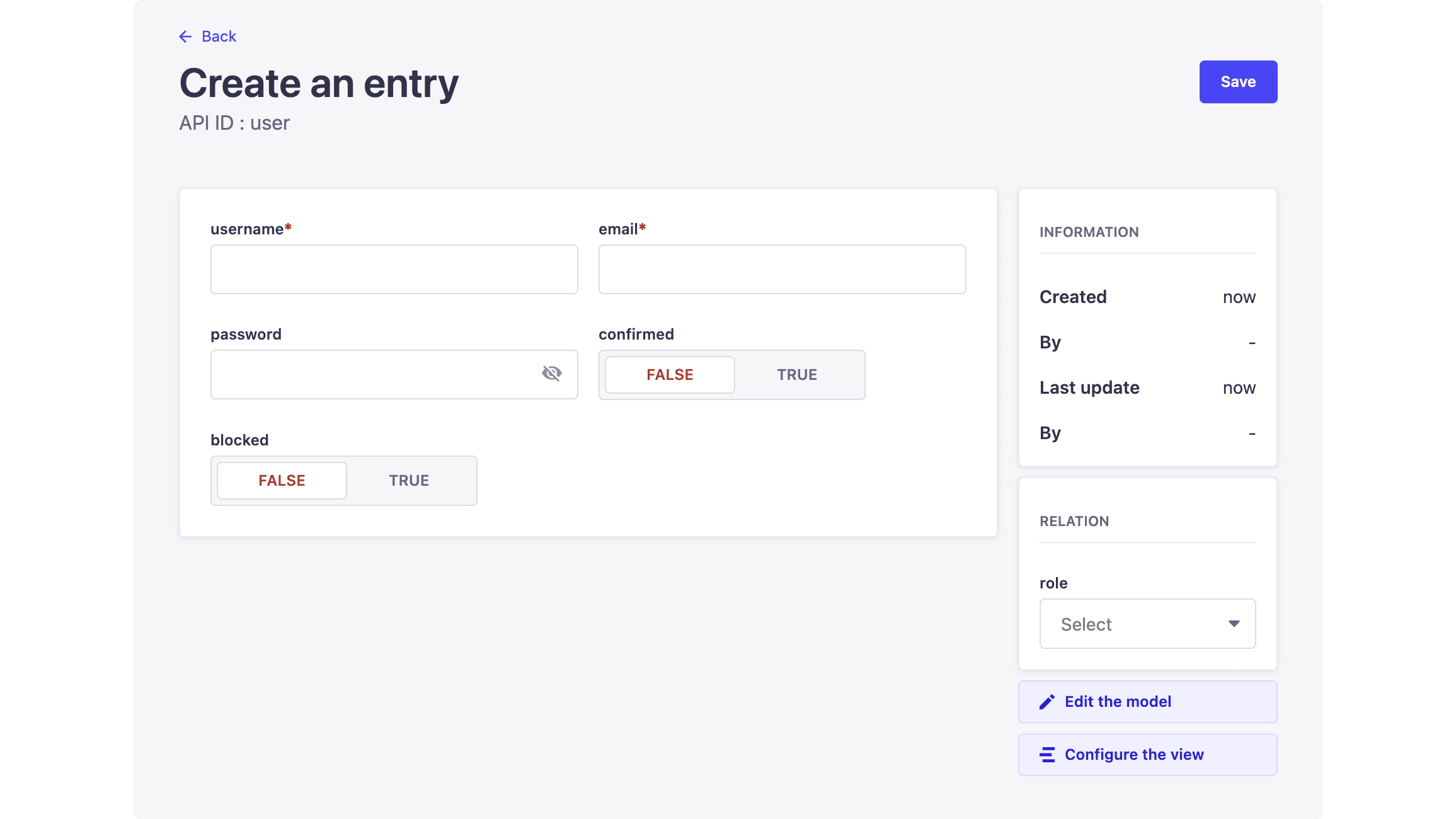 Create User Form on Strapi