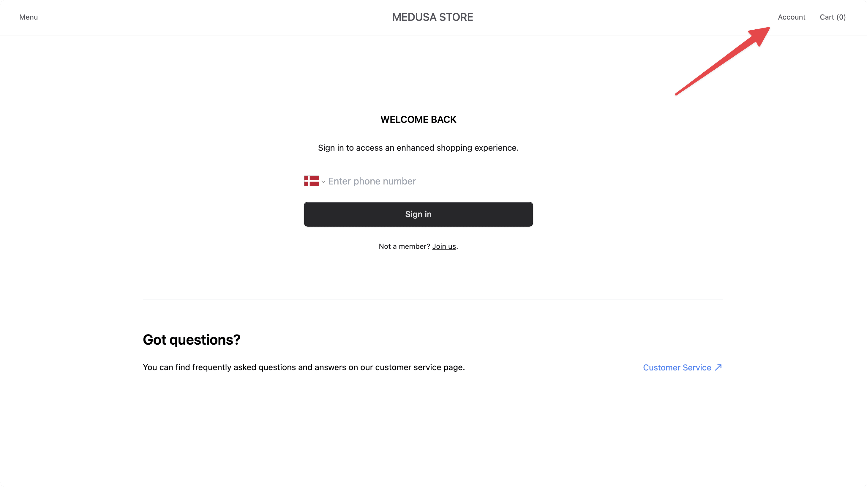 Login form with phone number input