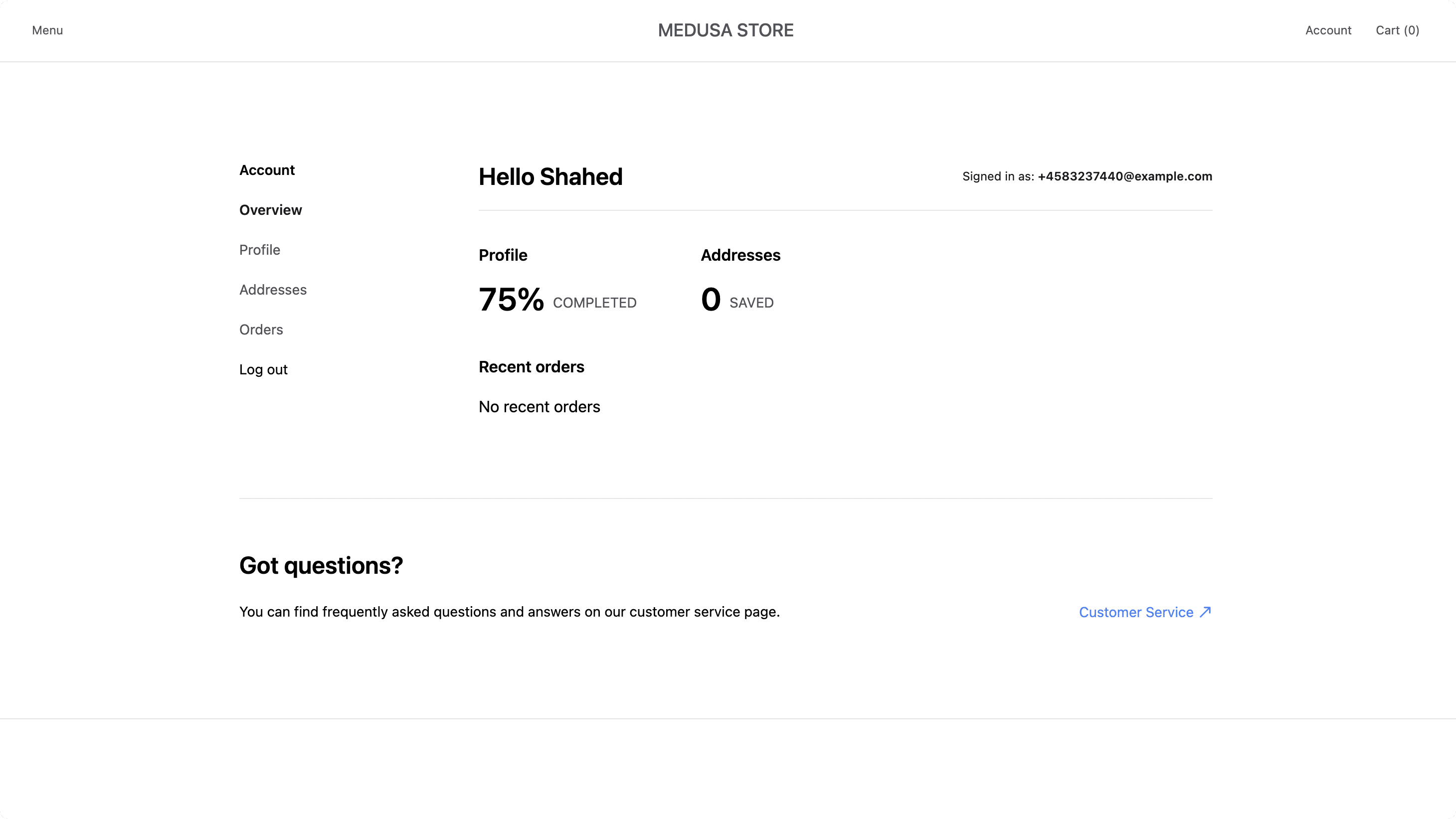Profile page