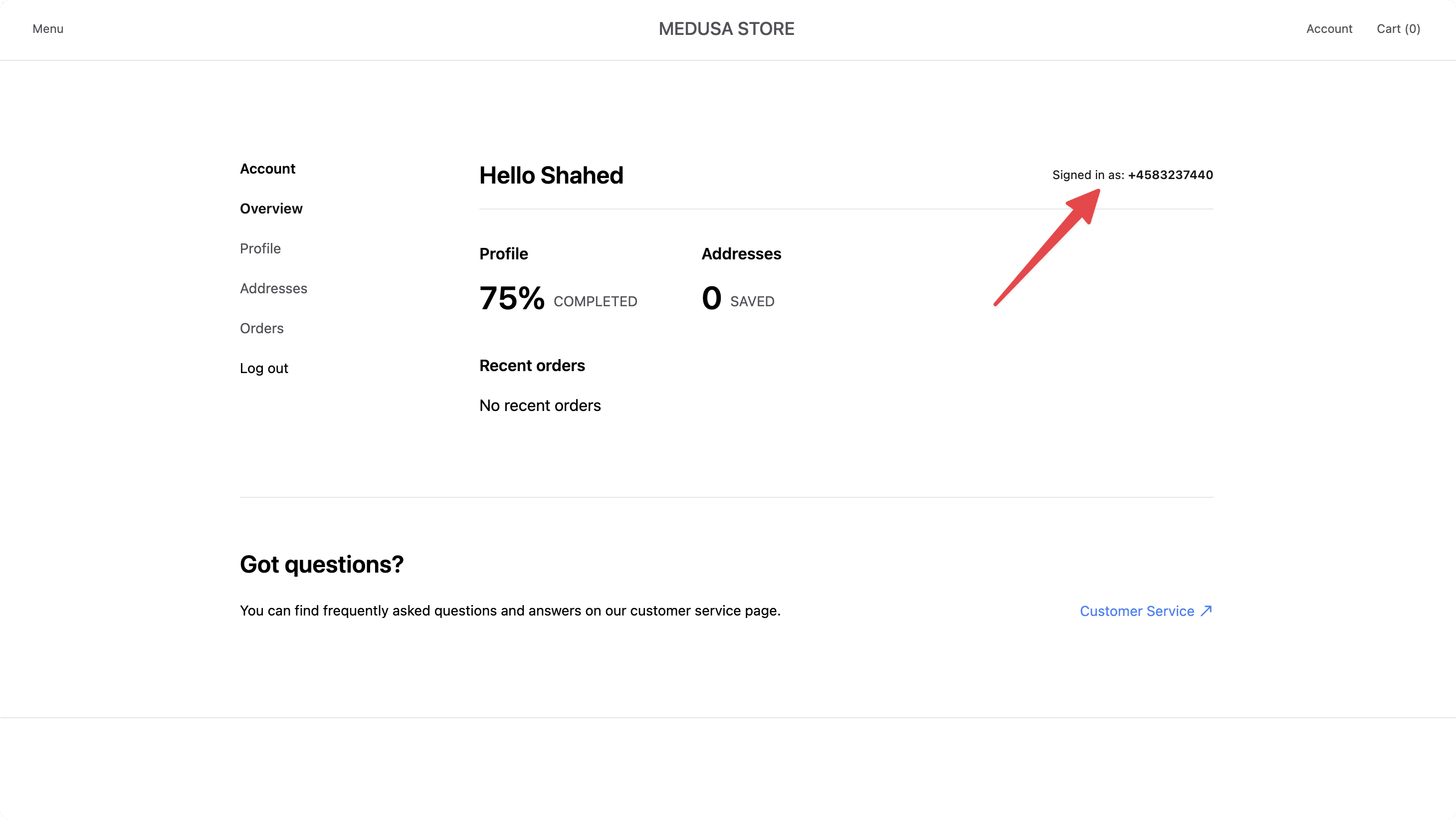 Phone number showing in profile page