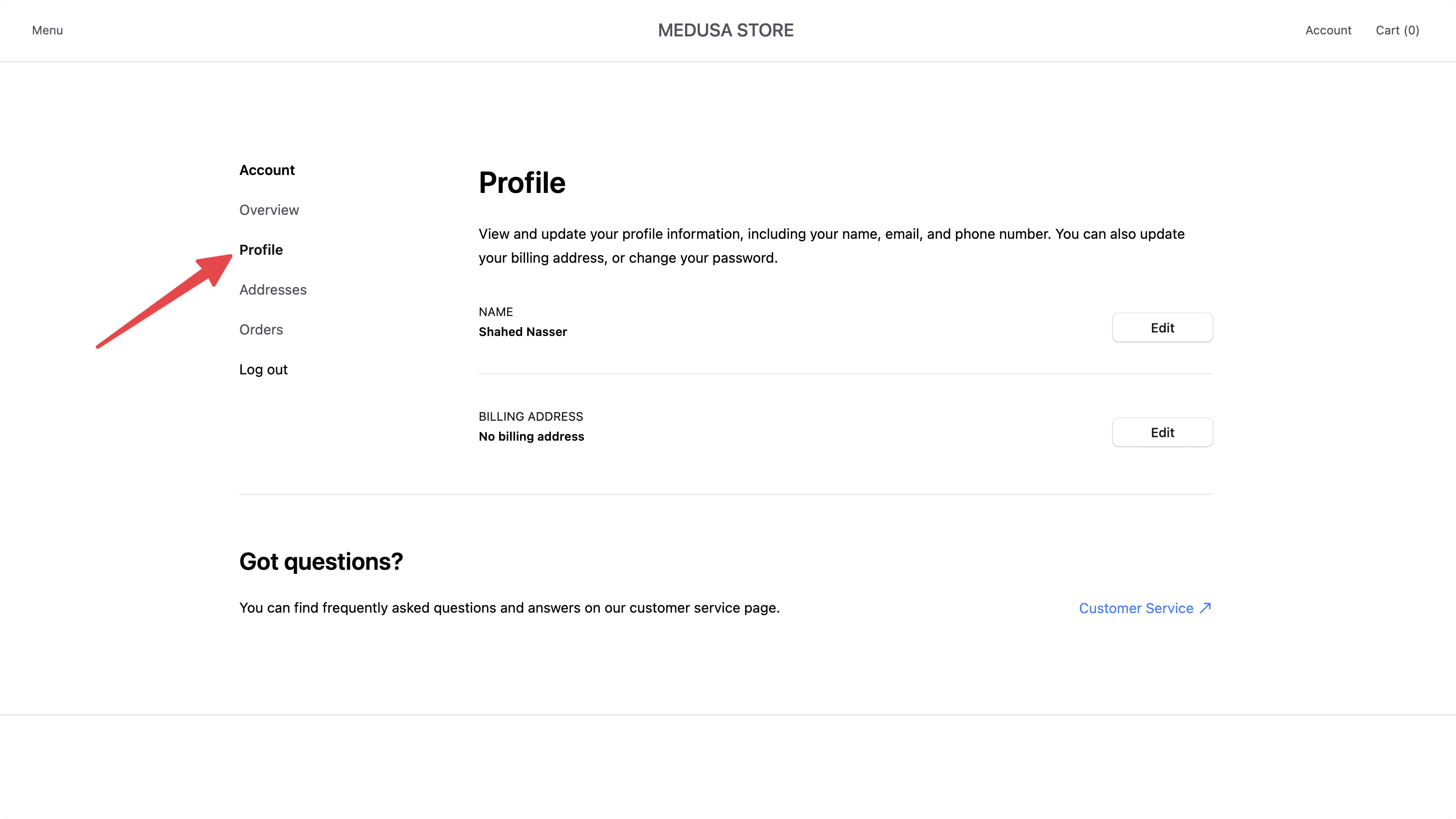 Profile page without email and phone fields