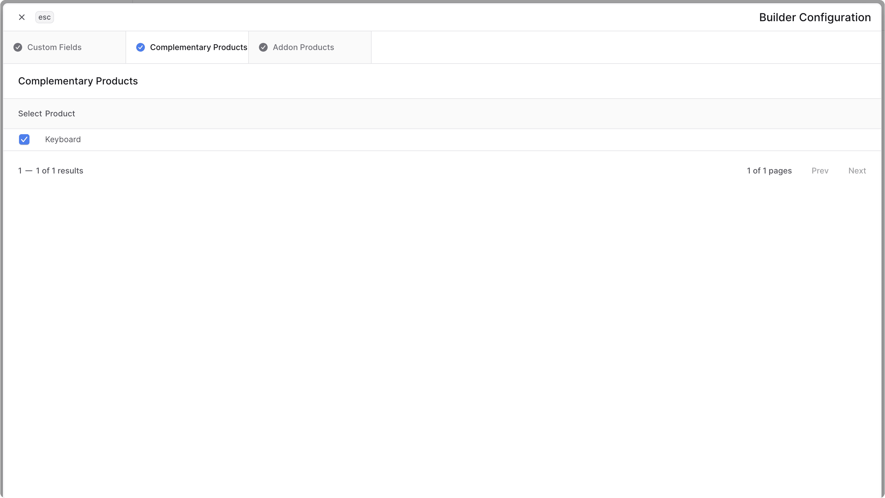 Screenshot of how the complementary products tab will look like